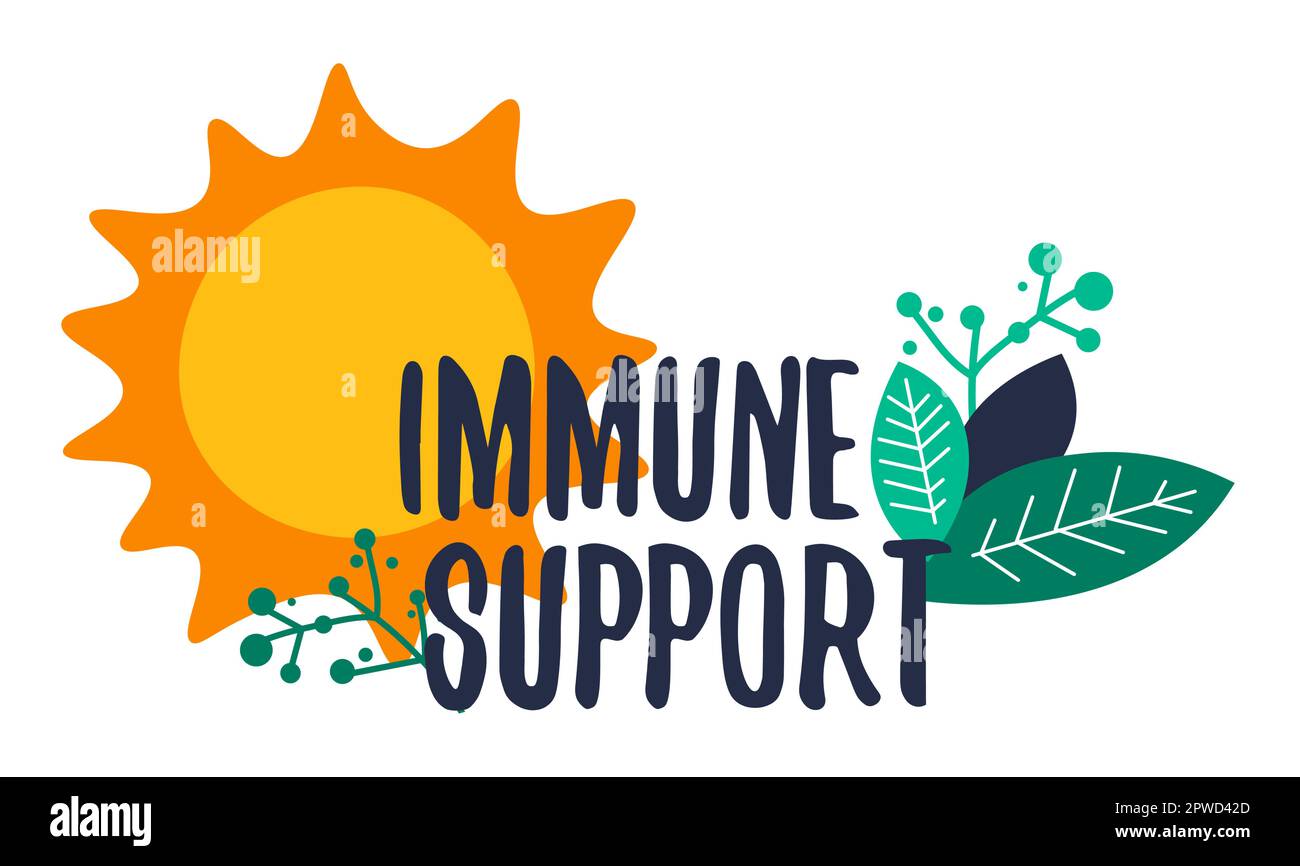 Immune support, vitamins and minerals healthcare Stock Vector Image