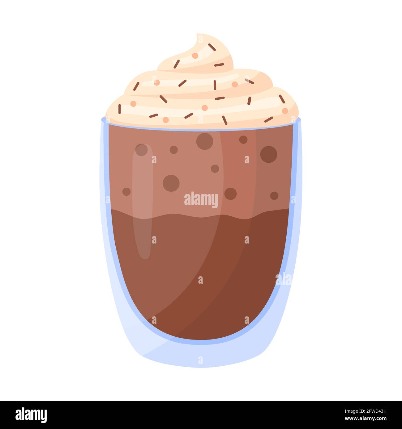 Hot drink in mug vector illustration. Cup with Christmas decorations for cozy atmosphere, warm drink isolated on white background Stock Vector