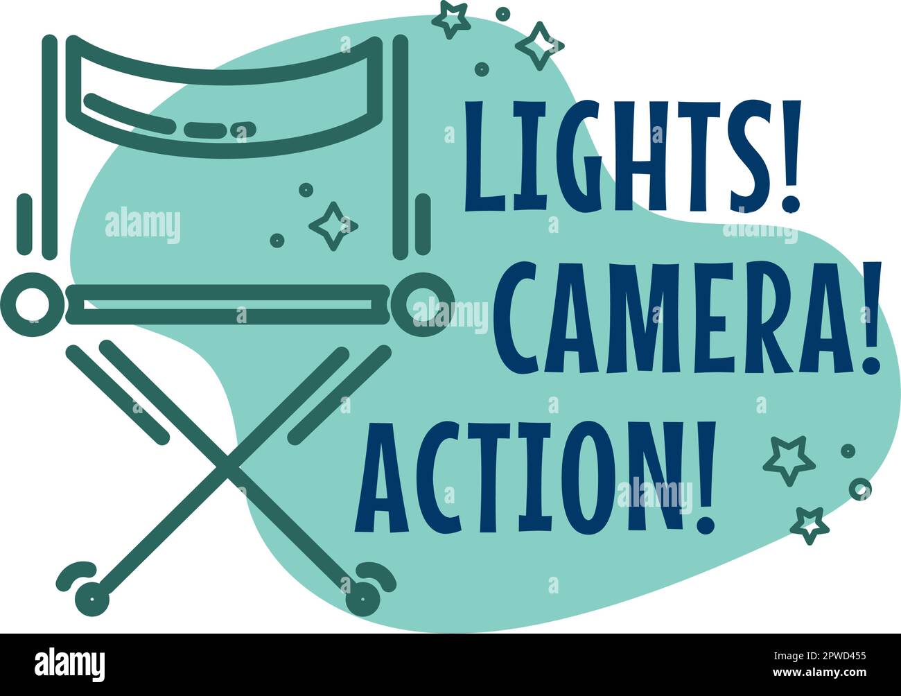 Lights camera, action, movie director or producer Stock Vector