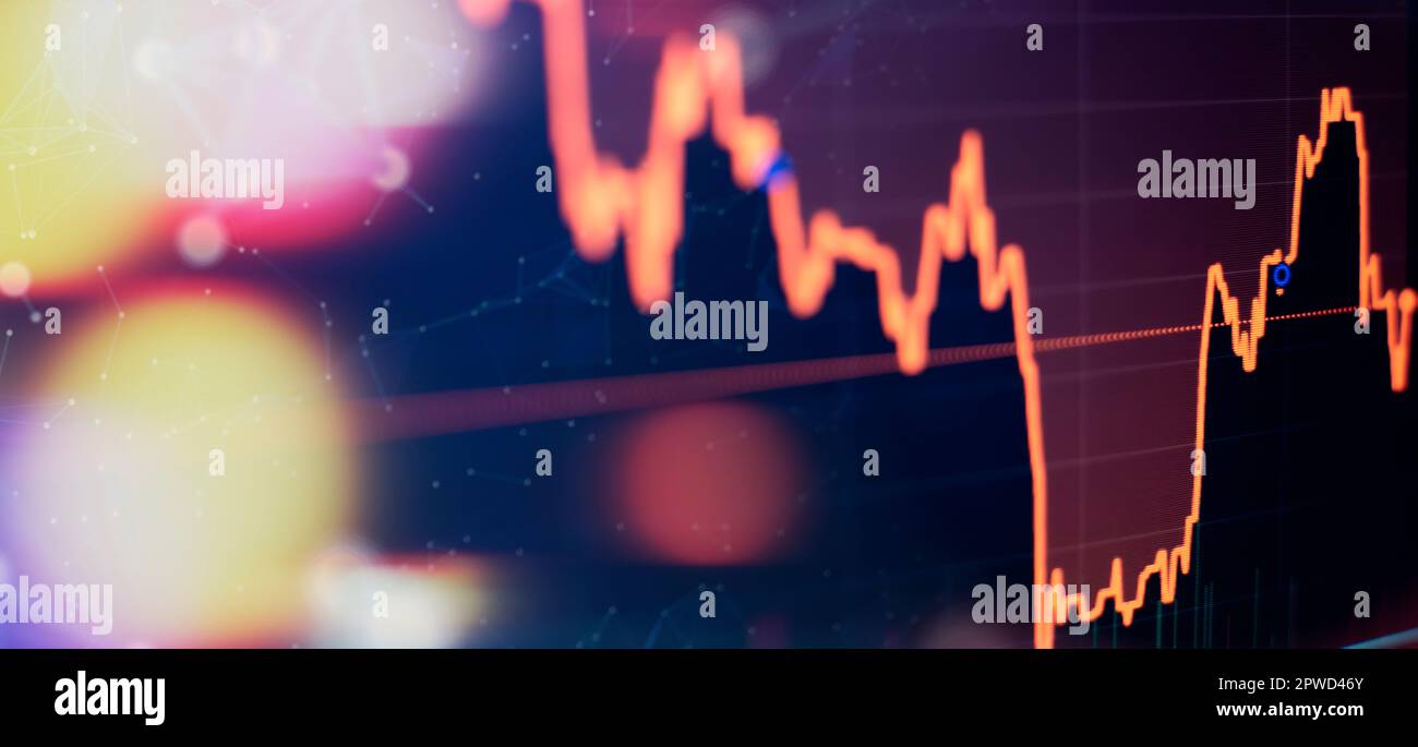 Financial chart with line graph in stock market Stock Photo - Alamy