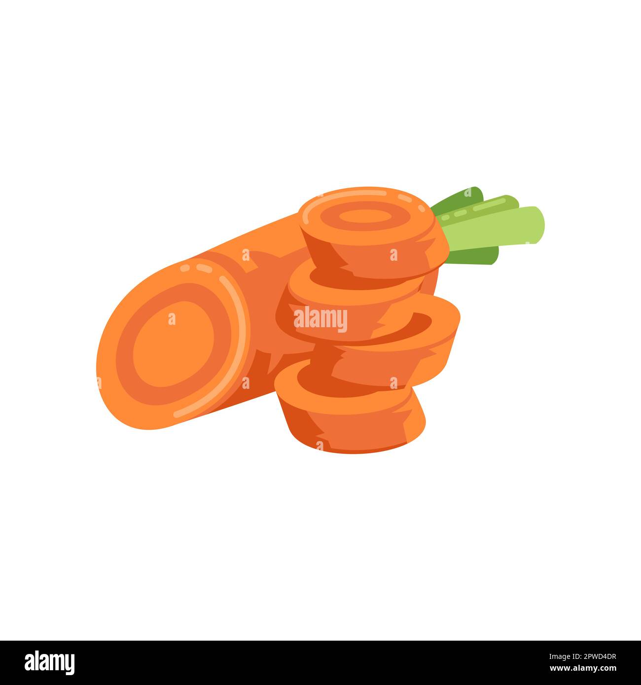 Colorful chopped carrot for children cartoon illustration Stock Vector