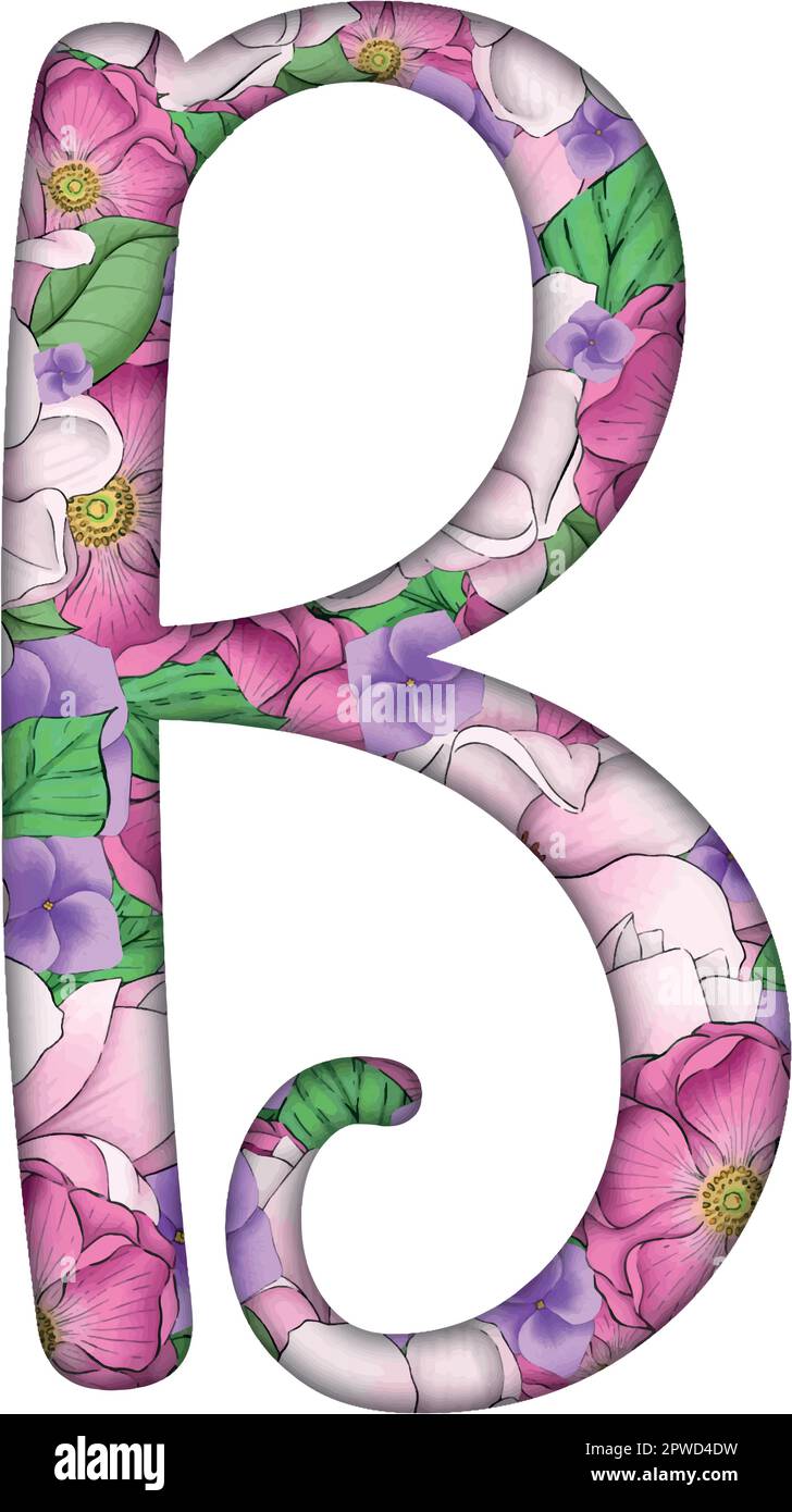 English alfabet. Letters with flowers inside. Specially for decorating ...
