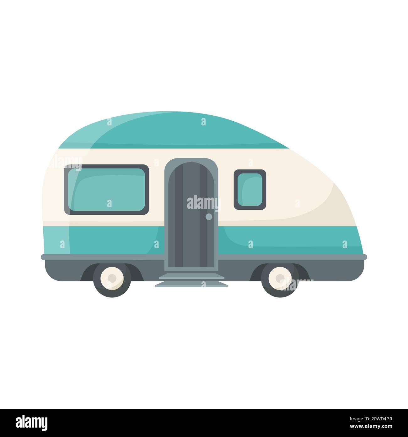 Blue RV or house trailer cartoon illustration Stock Vector Image & Art