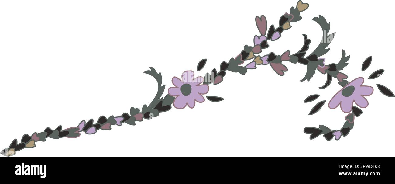 Blooming branch with flowers and buds, paisley Stock Vector Image & Art