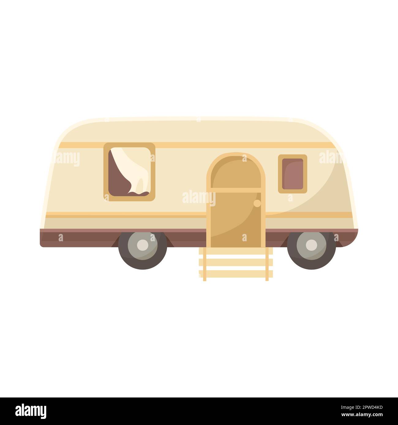 Beige RV or house trailer cartoon illustration Stock Vector Image & Art