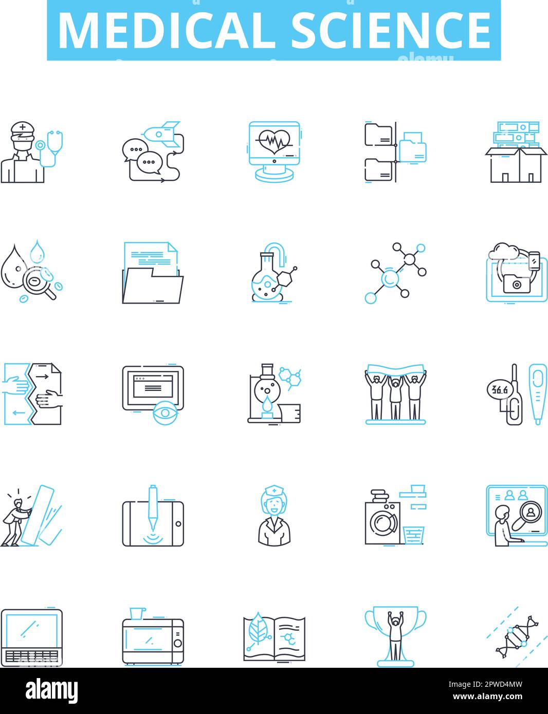 medical Science vector line icons set. Medicine, Biology, Diagnosis ...