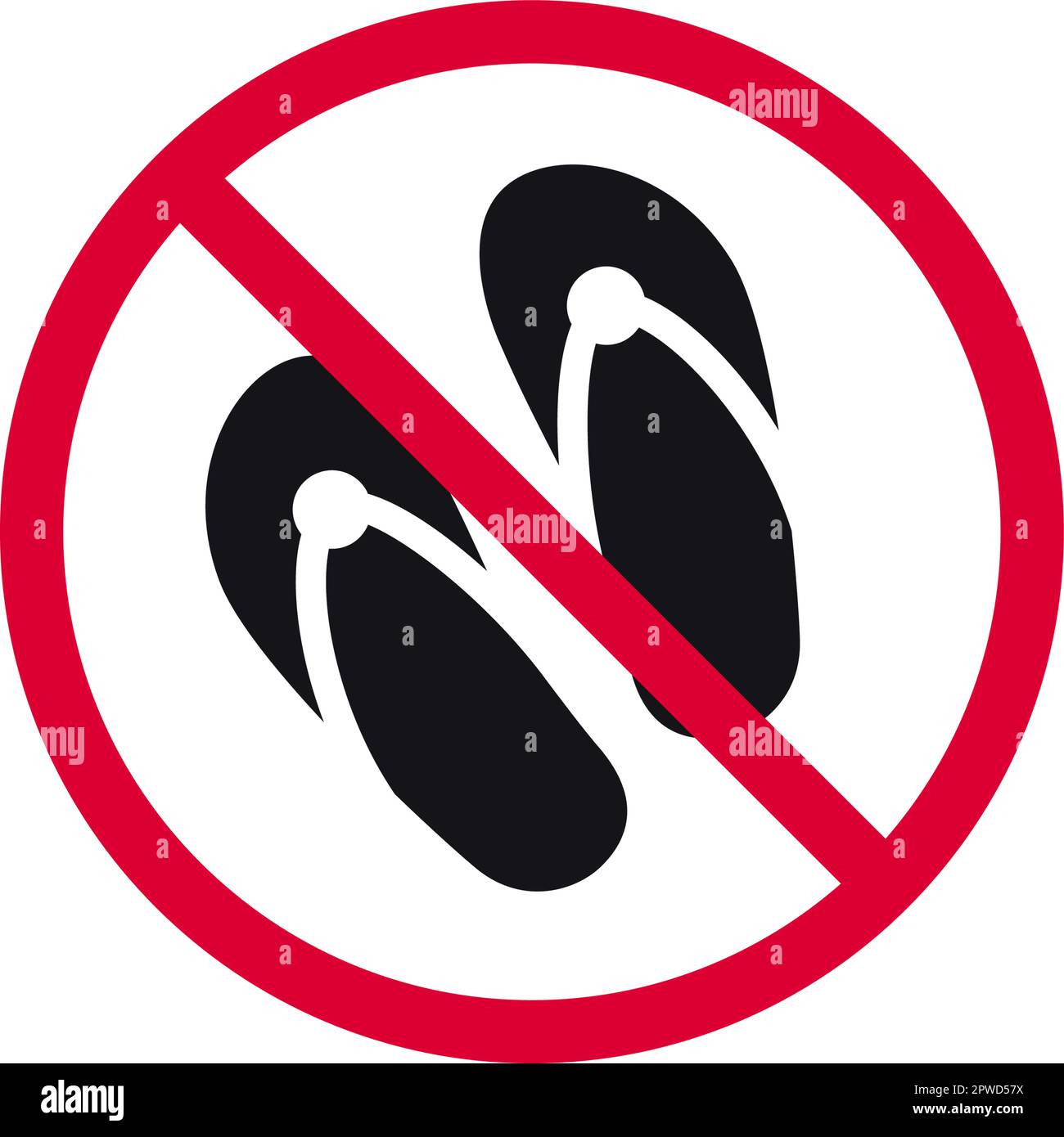 No slipper prohibited sign, no flipflops forbidden modern round
