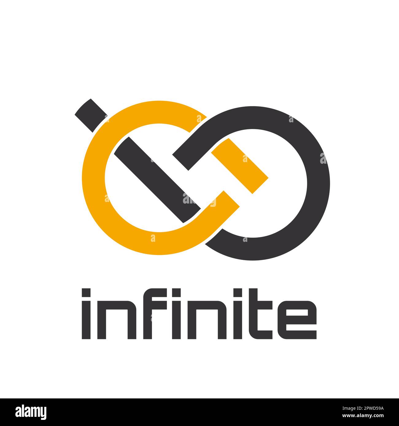 Two rings forming infinity. Infinite, teamwork and union concept