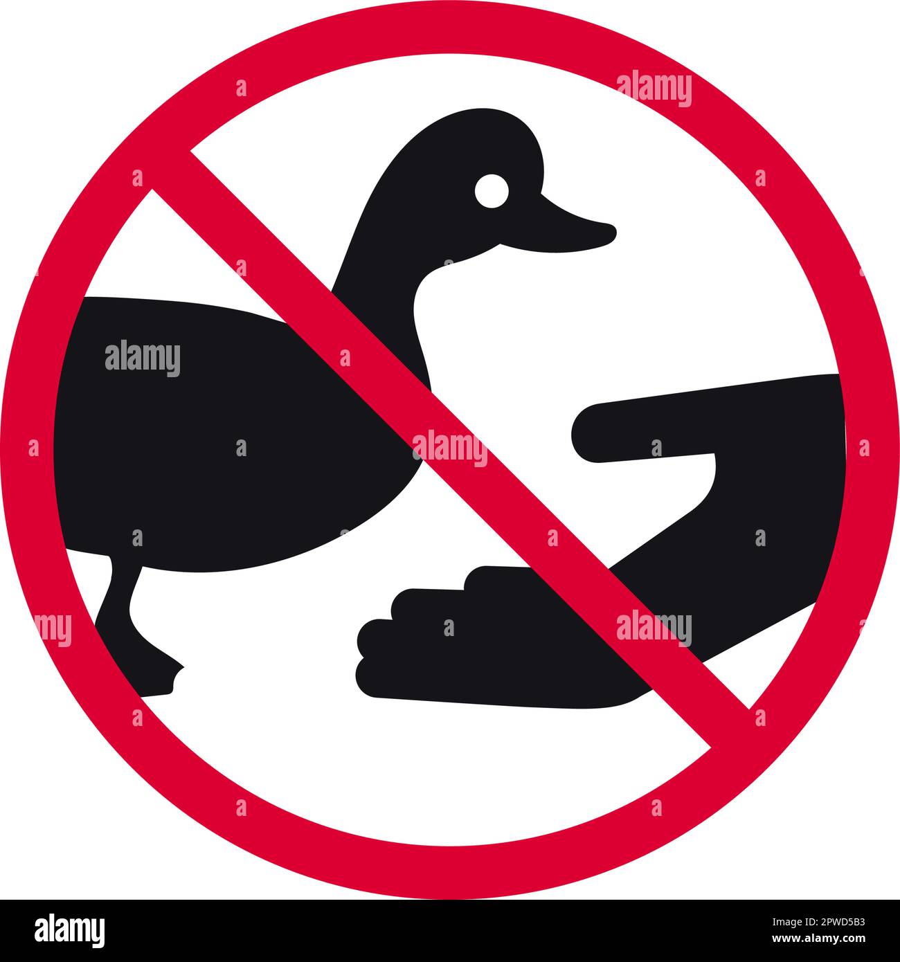 Do not feed birds prohibited sign, don't feed the ducks forbidden