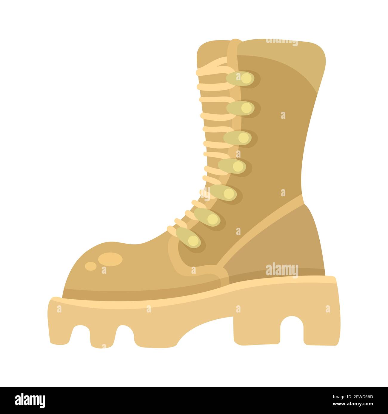 Side view of military boot turned left cartoon illustration Stock