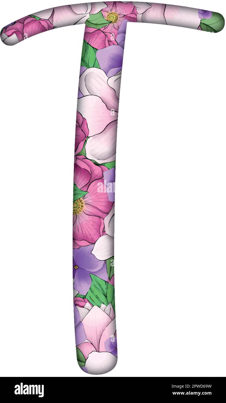 English alfabet. Letters with flowers inside. Specially for decorating invitations. Stock Vector