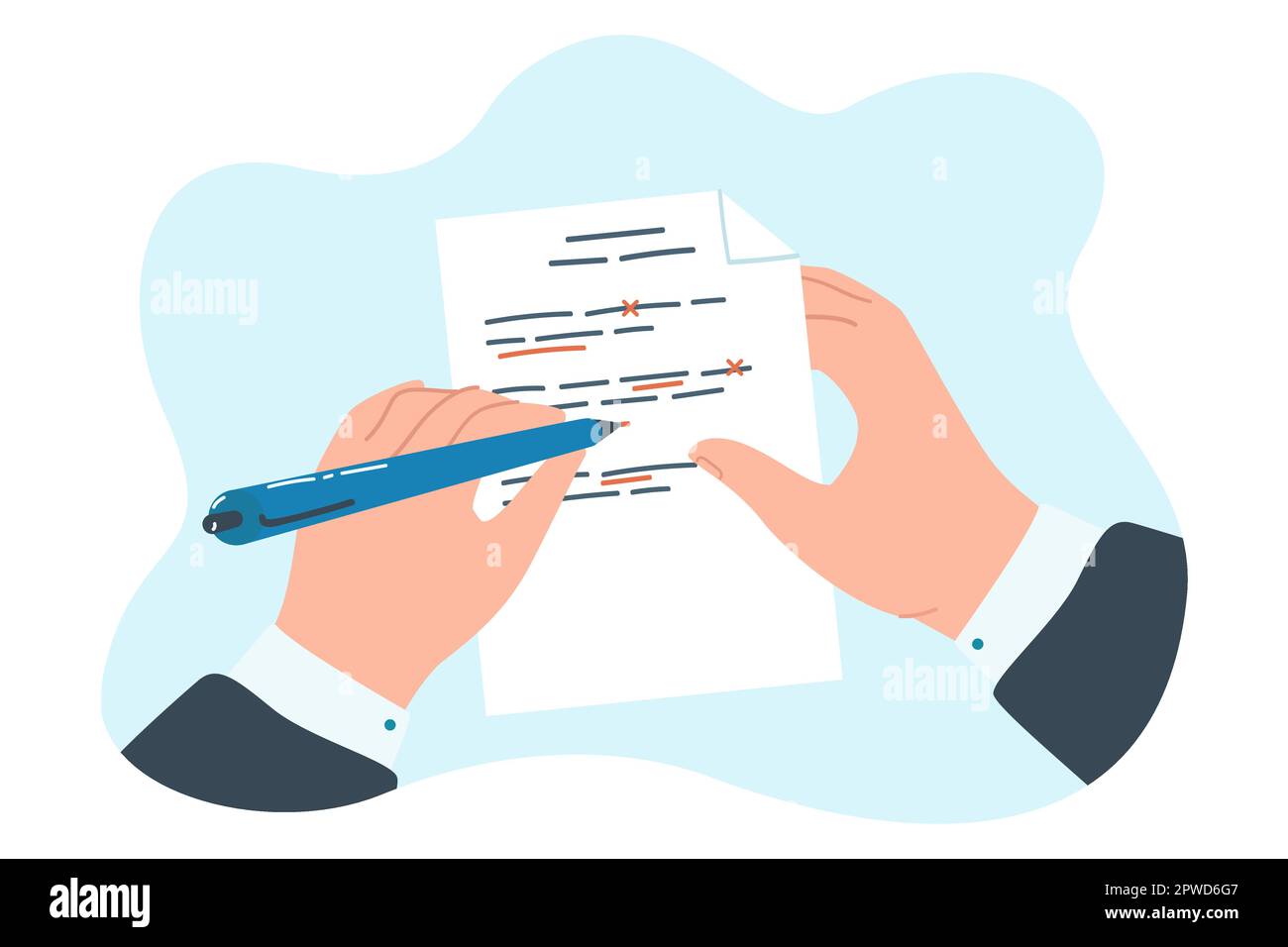 Editor correcting mistakes in text flat vector illustration Stock ...