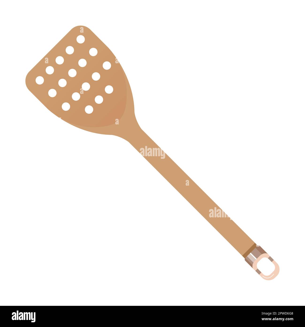 Kitchen utensil and tool, spoon with holes. Vector illustration of accessory for cooking, frying or eating food. Cartoon isolated on white Stock Vector