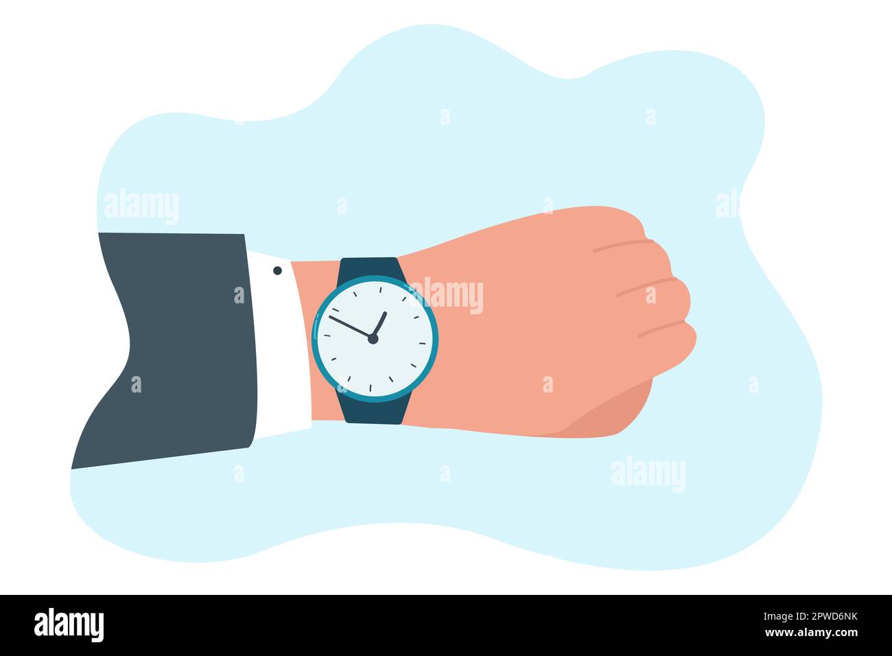 Wrist watch on human hand flat vector illustration Stock Vector Image