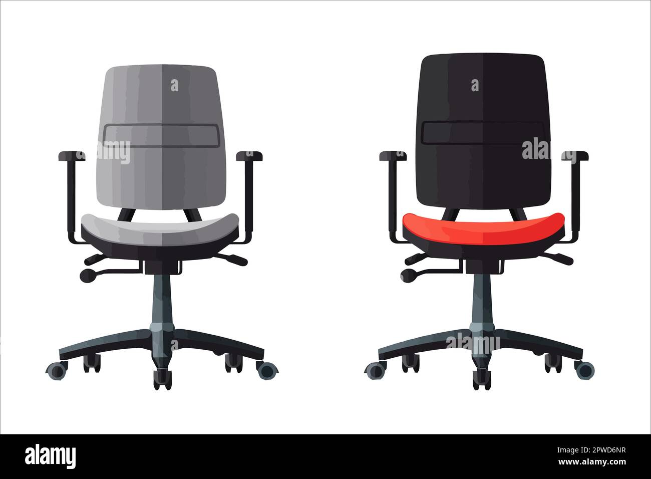 Office chair front and back. Isolated on background. Cartoon vector