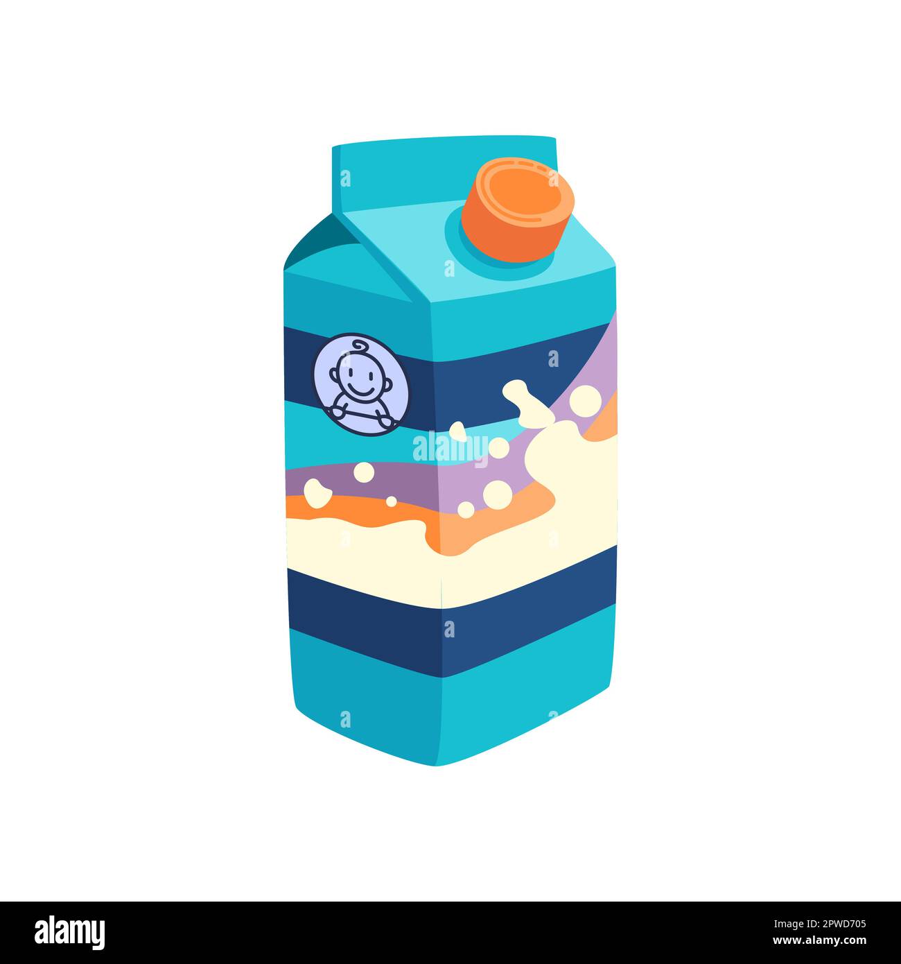 Bottle of fresh milk for children cartoon illustration Stock Vector