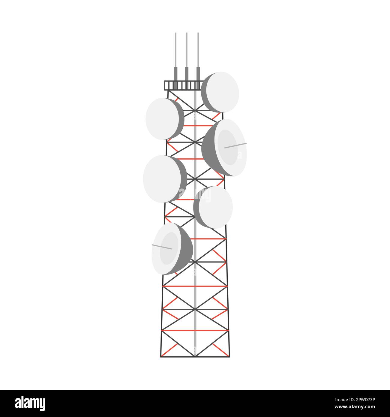 wide stable Antenna tower with satellite dishes vector illustration
