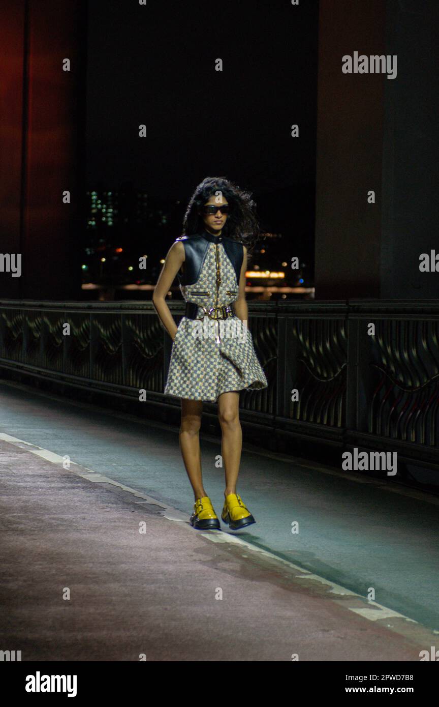 Seoul, South Korea. 29th Apr, 2023. Louis Vuitton Pre-Fall 2023 Show on the  Jamsugyo Bridge at the Hangan River on April 29, 2023 in Seoul, South Korea.  Photo by Tiffany Boubkeur/ABACAPRESS.COM Credit