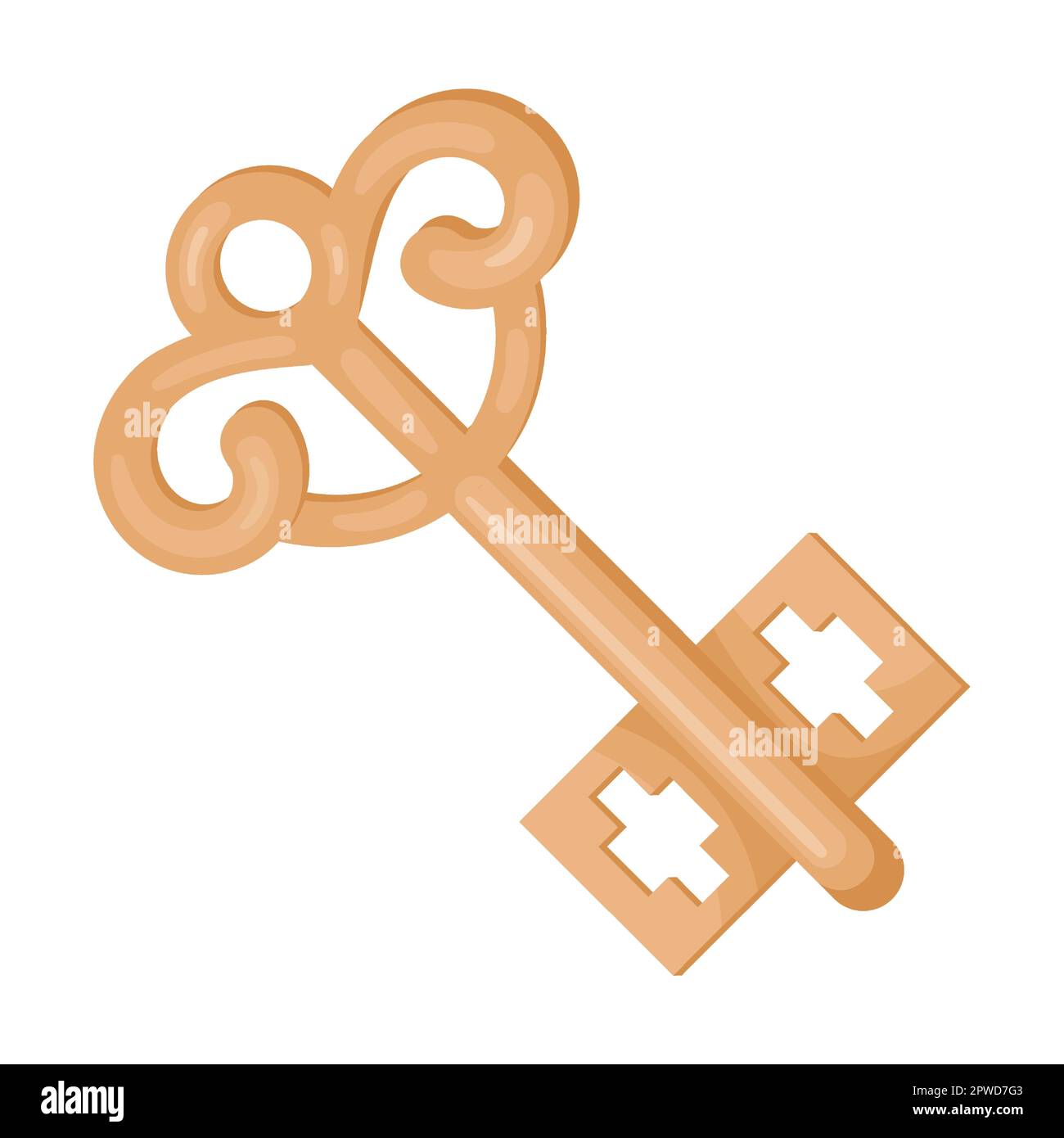 retro bronze key flat vector illustration. Collection of door key