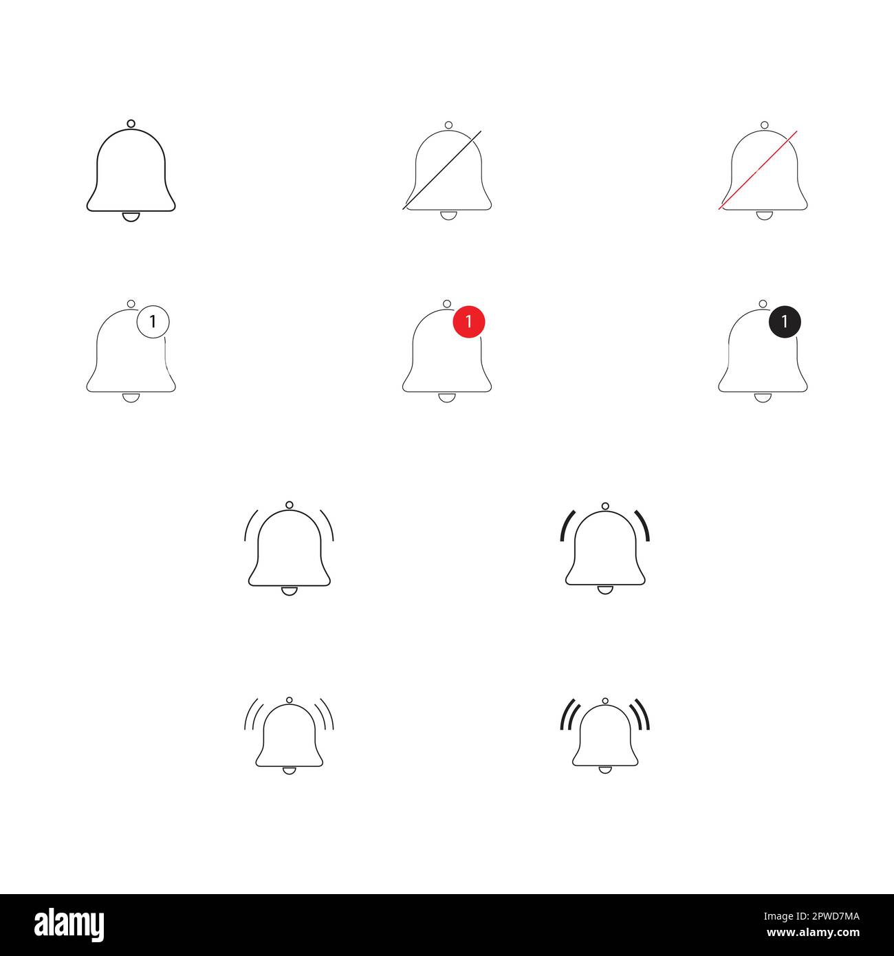 Notification Icon Set Stock Vector