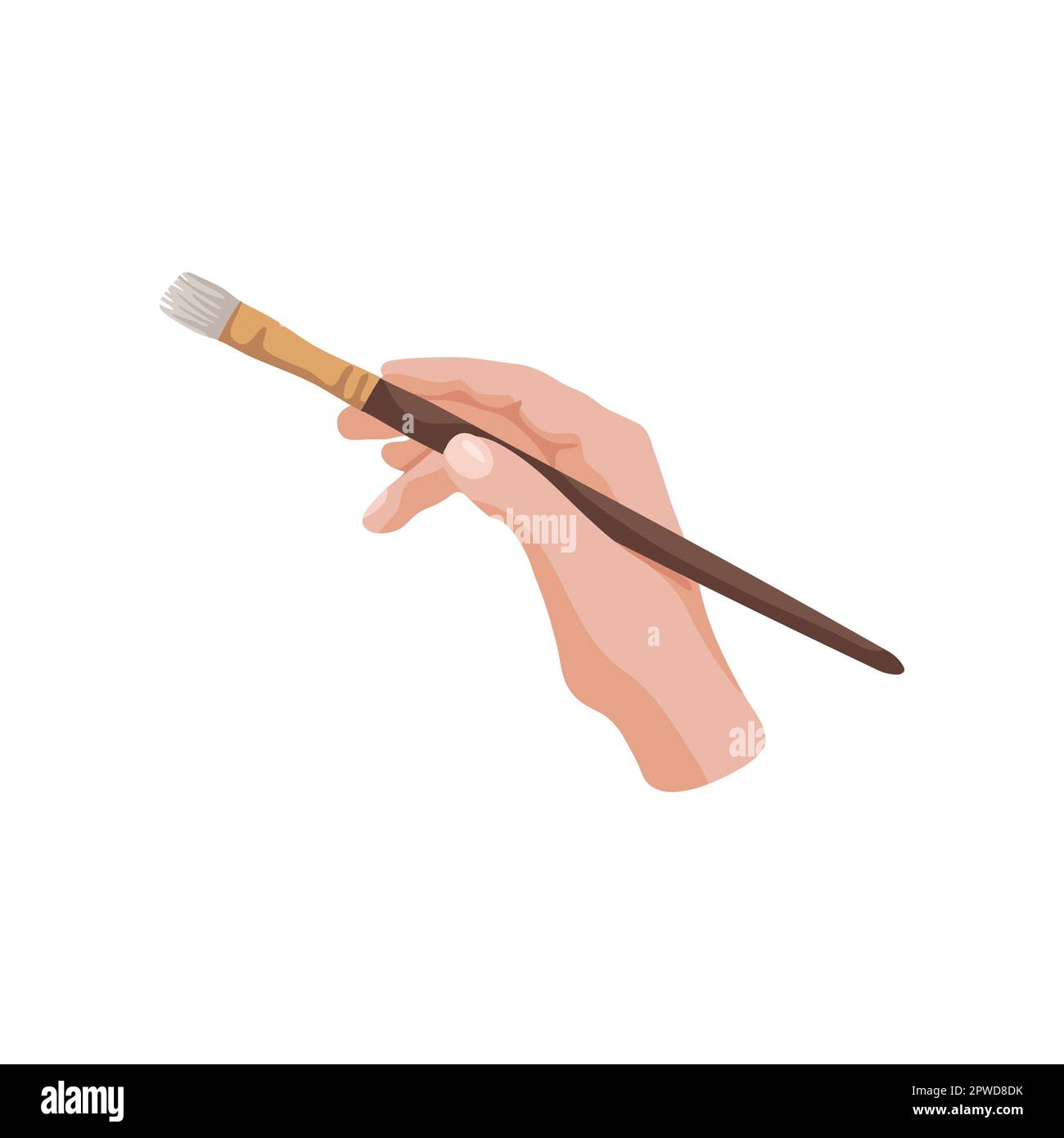 Hand holding brush for paint or glue vector illustration Stock Vector