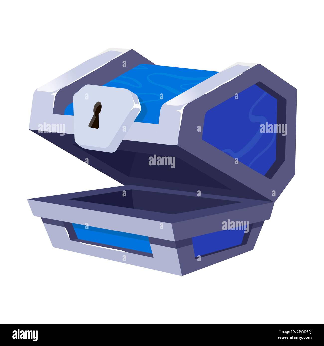 Half open treasure chest opening animation. Vector illustration of