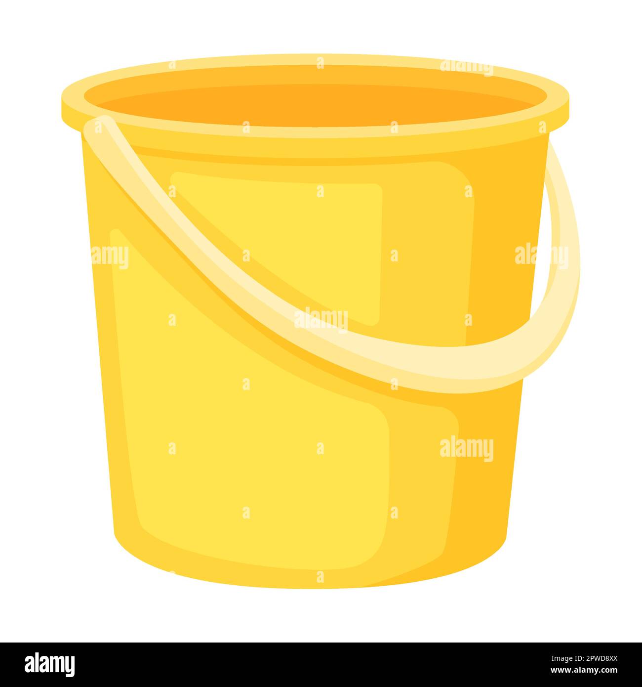 Plastic basin, wooden barrel and bucket for water. Vector illustration of cute colorful washbowl. Cartoon different empty bowls Stock Vector