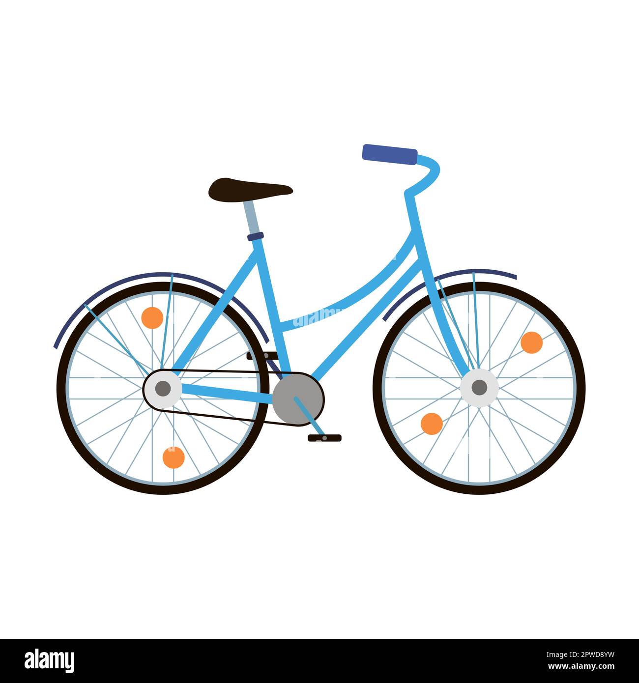Postman bike, objects of delivery service. Vector illustration of mailman with bag isolated on white. Courier job Stock Vector