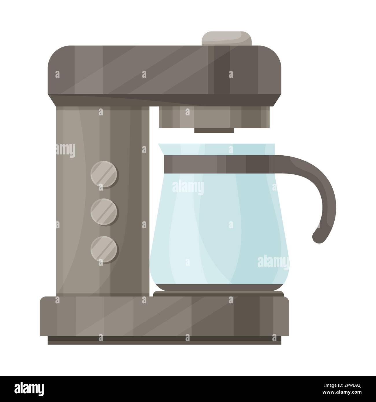 Coffee machine with glass flask for drink, coffeemaker. Vector
