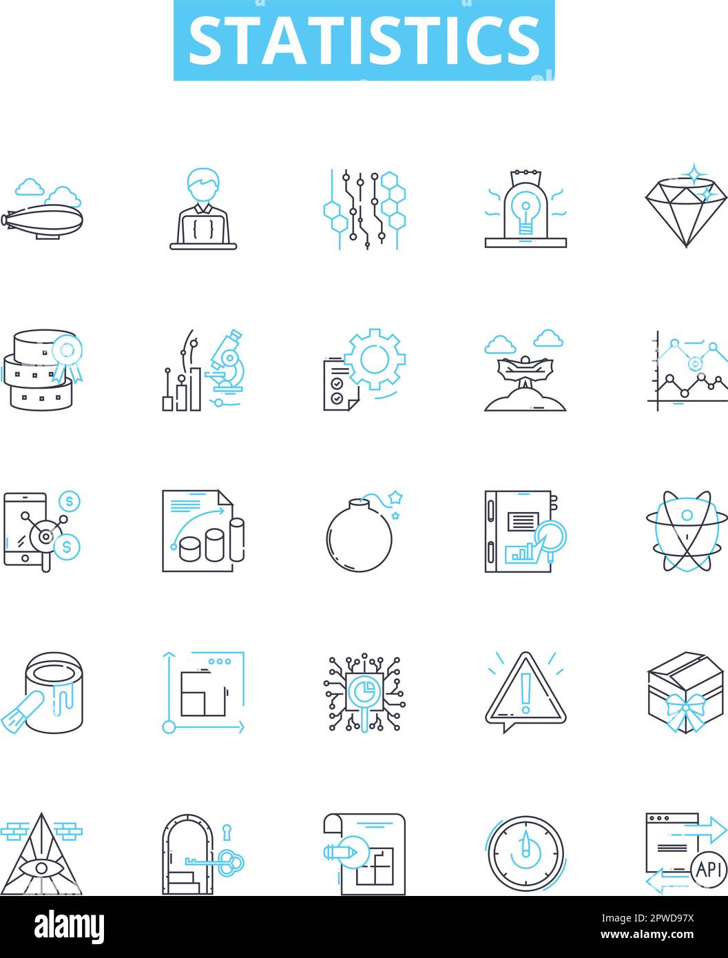 Statistics vector line icons set. Statistic, Analytics, Data, Variables ...