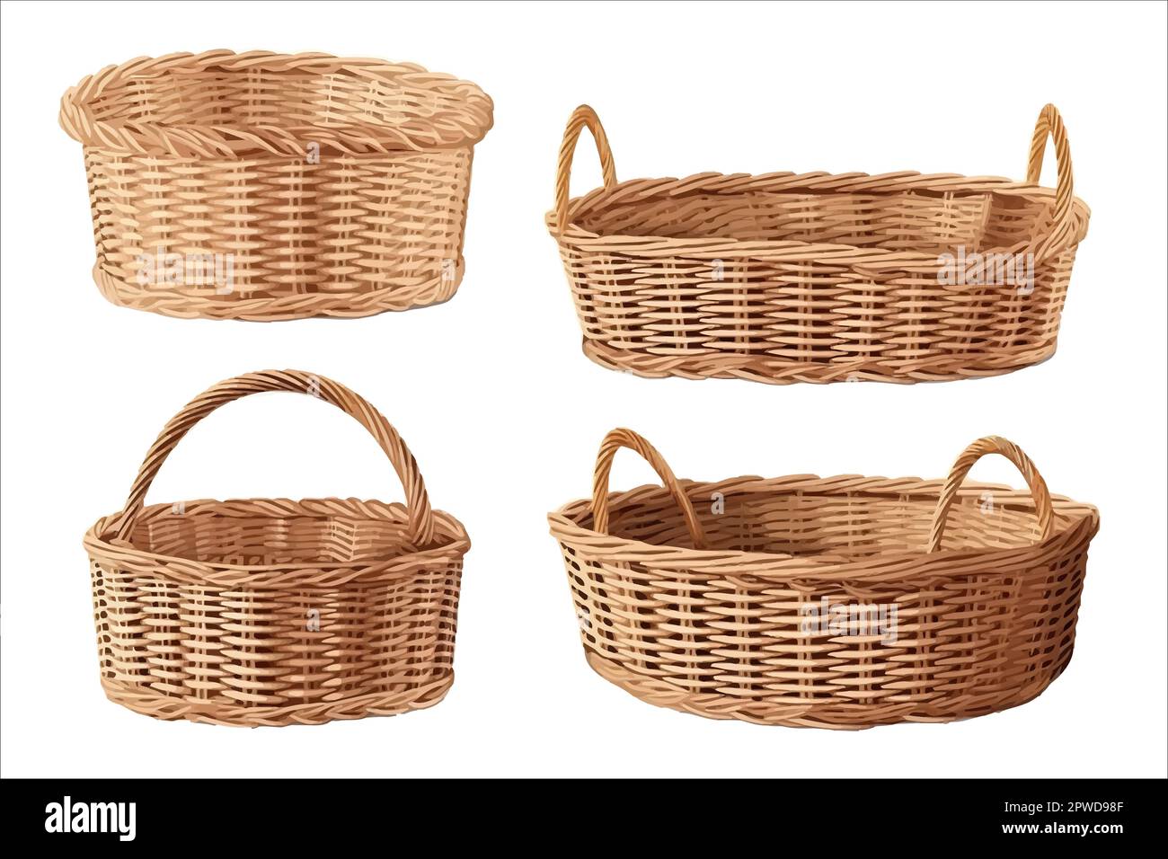 Empty baskets isolated on white background. Isolated on background