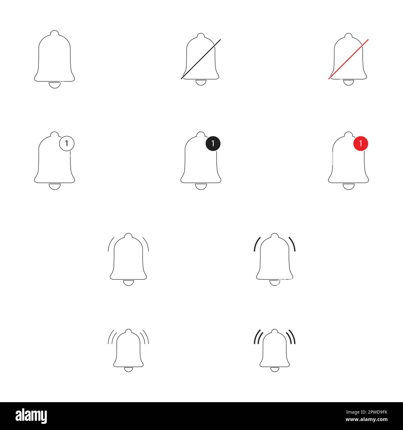 Notification Icon Set Stock Vector