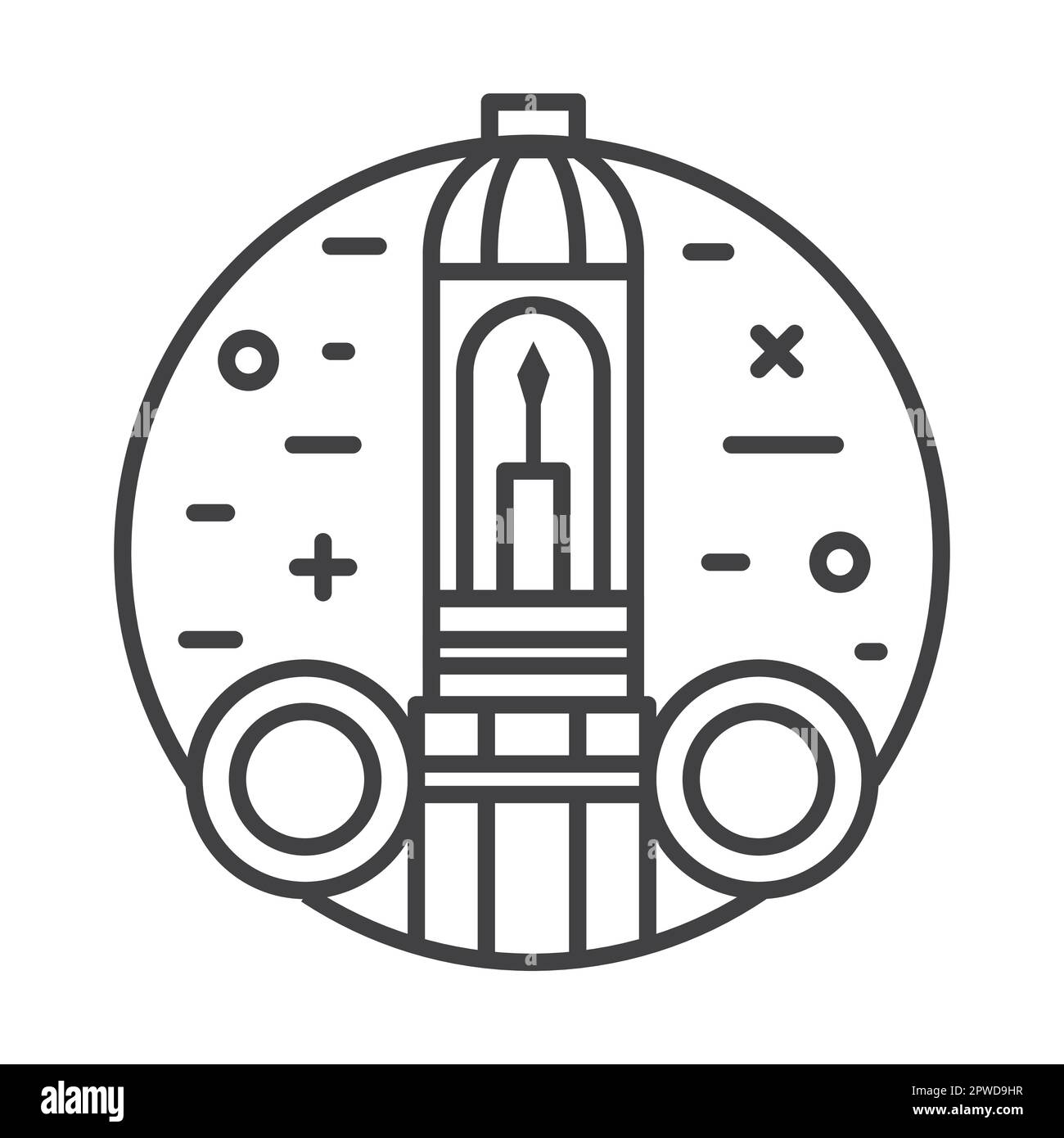 Dental Injection Syringe Icon in Line Art Stock Vector