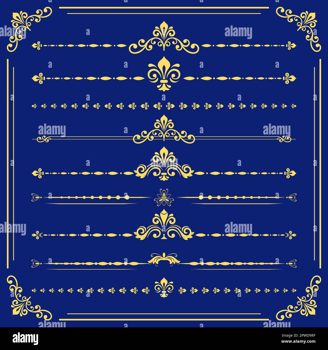 Pattern Separators Vintage set of vector decorative elements. Horizontal separators in the ...