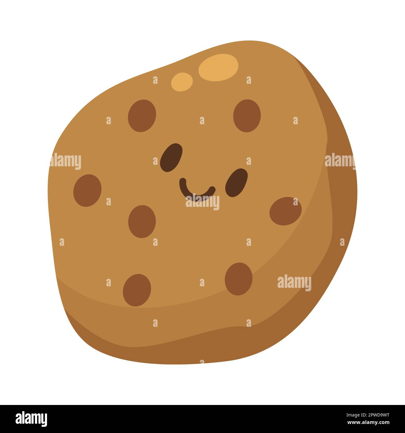 Funny cookie with smiling face cartoon illustration Stock Vector Image