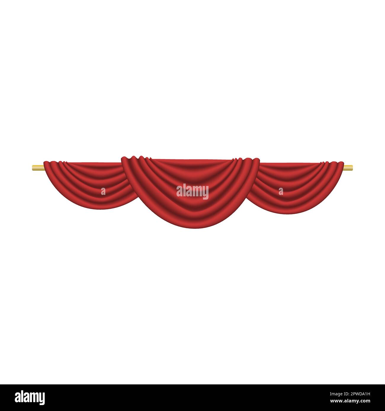 upper horizontal part of Curtain made of red fabric cartoon vector