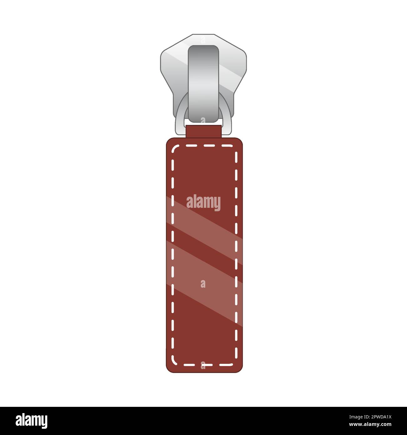 zipper puller with leather insert vector illustration. Vintage or
