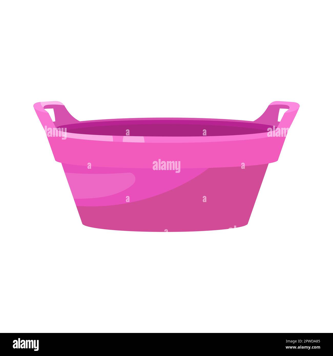 Pink plastic tub or bowl for water flat vector illustration Stock
