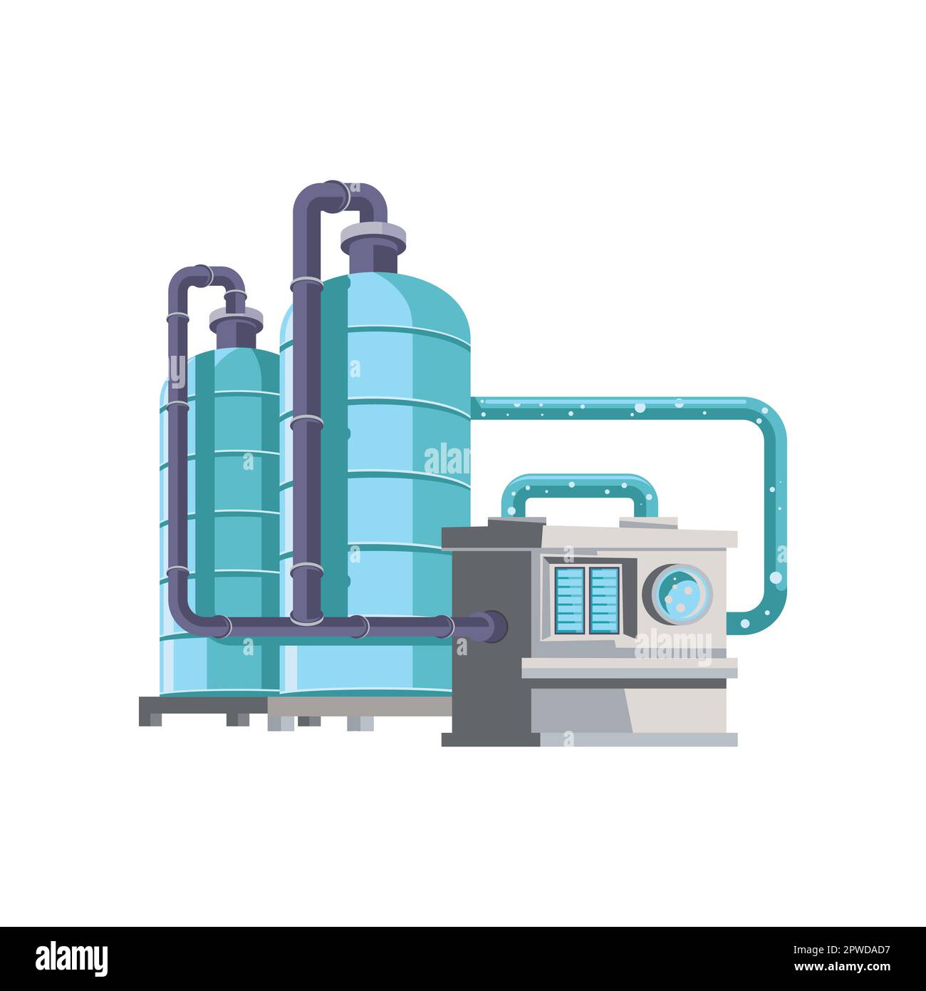 Plant equipment for water purification process illustration Stock ...
