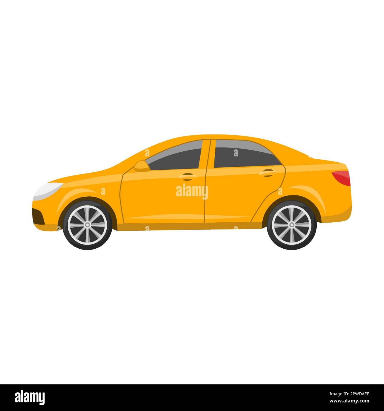 yellow sedan Car vector illustration. Car design, side view of