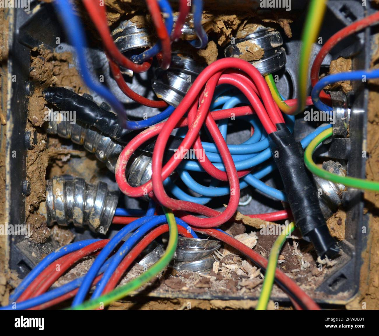 Electrical exposed connected wires from an electrical wiring