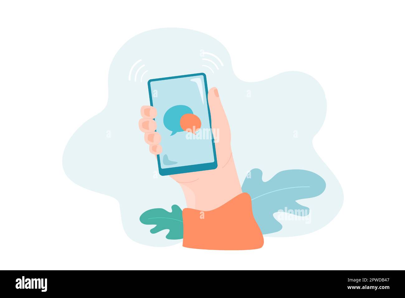 Speech bubbles on phone screen flat vector illustration Stock Vector ...