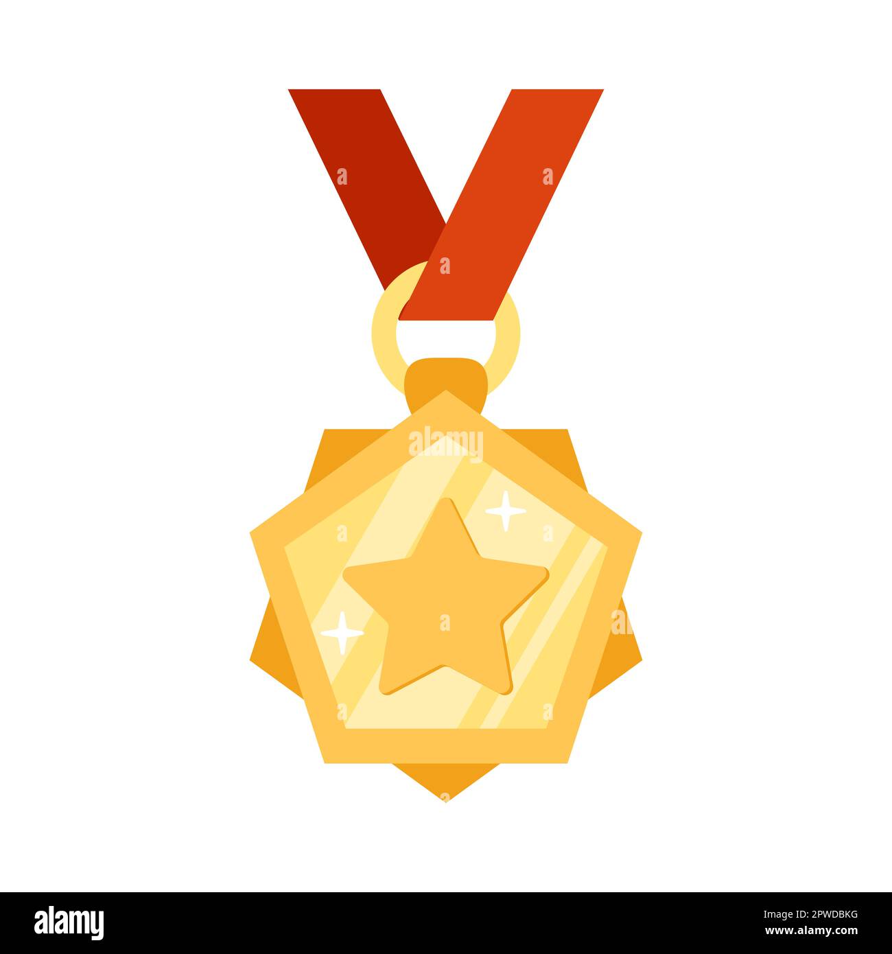 Golden medal with star and red ribbon illustration Stock Vector Image ...