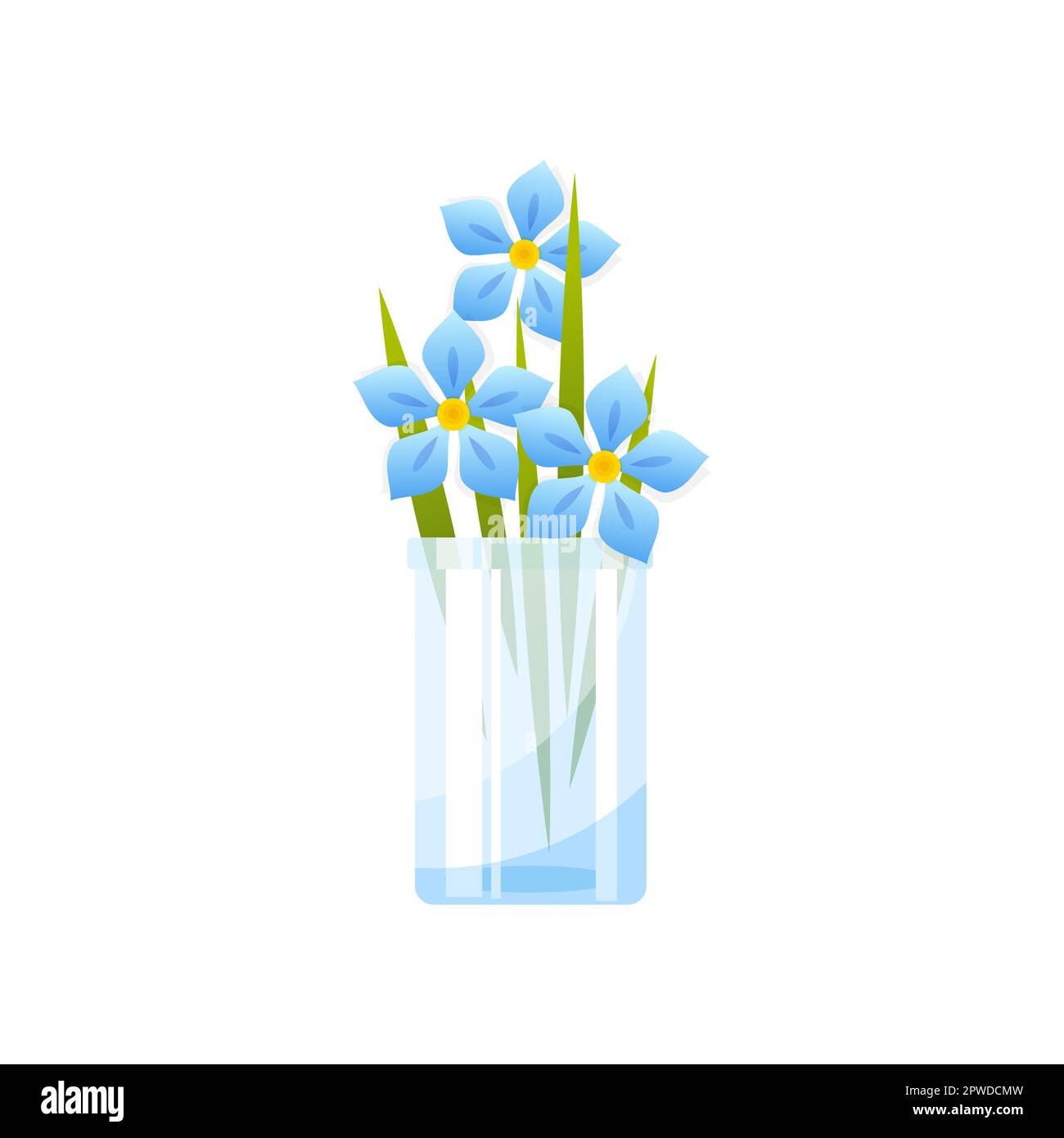 Light blue flowers in glass vase vector illustration Stock Vector Image ...