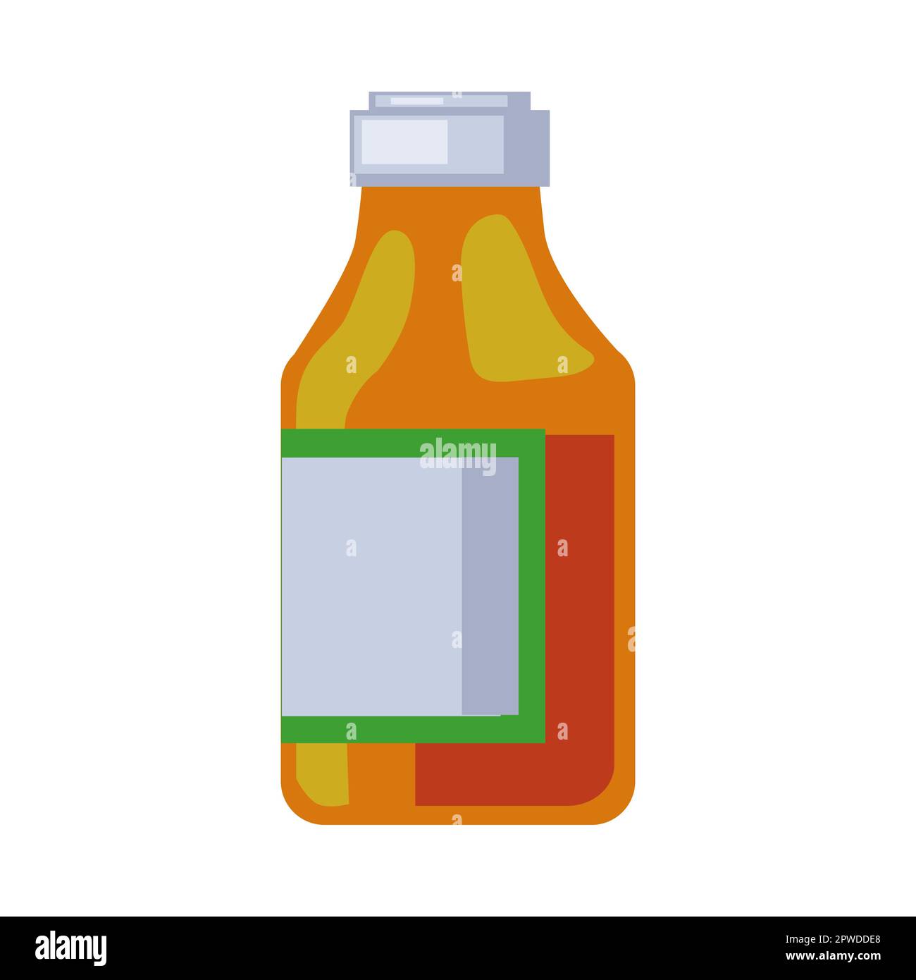 Orange bottle of medicine with label cartoon illustration Stock Vector