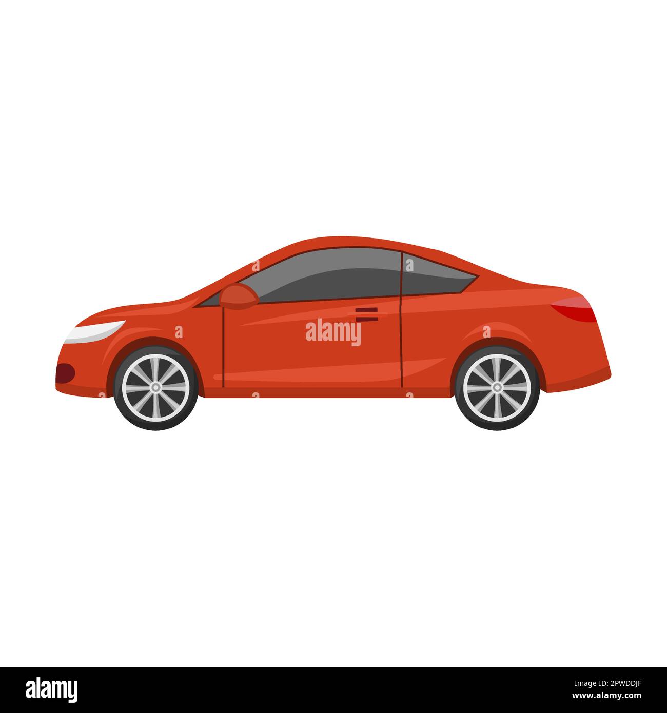 red sport Car vector illustration. Car design, side view of hatchback