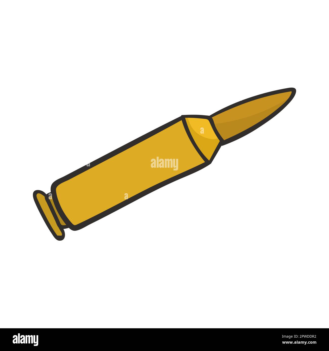 Military golden bullet doodle cartoon illustration Stock Vector Image