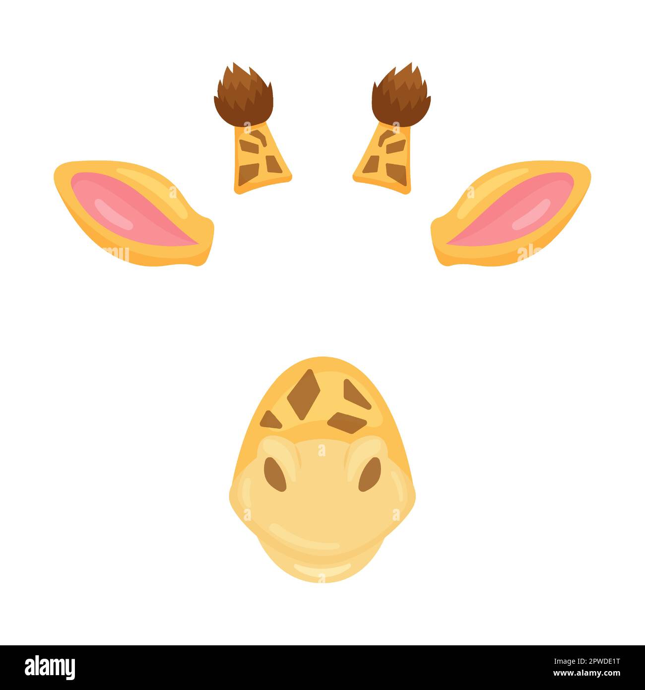 Animal face mask of red giraffe for video and photo set. Vector