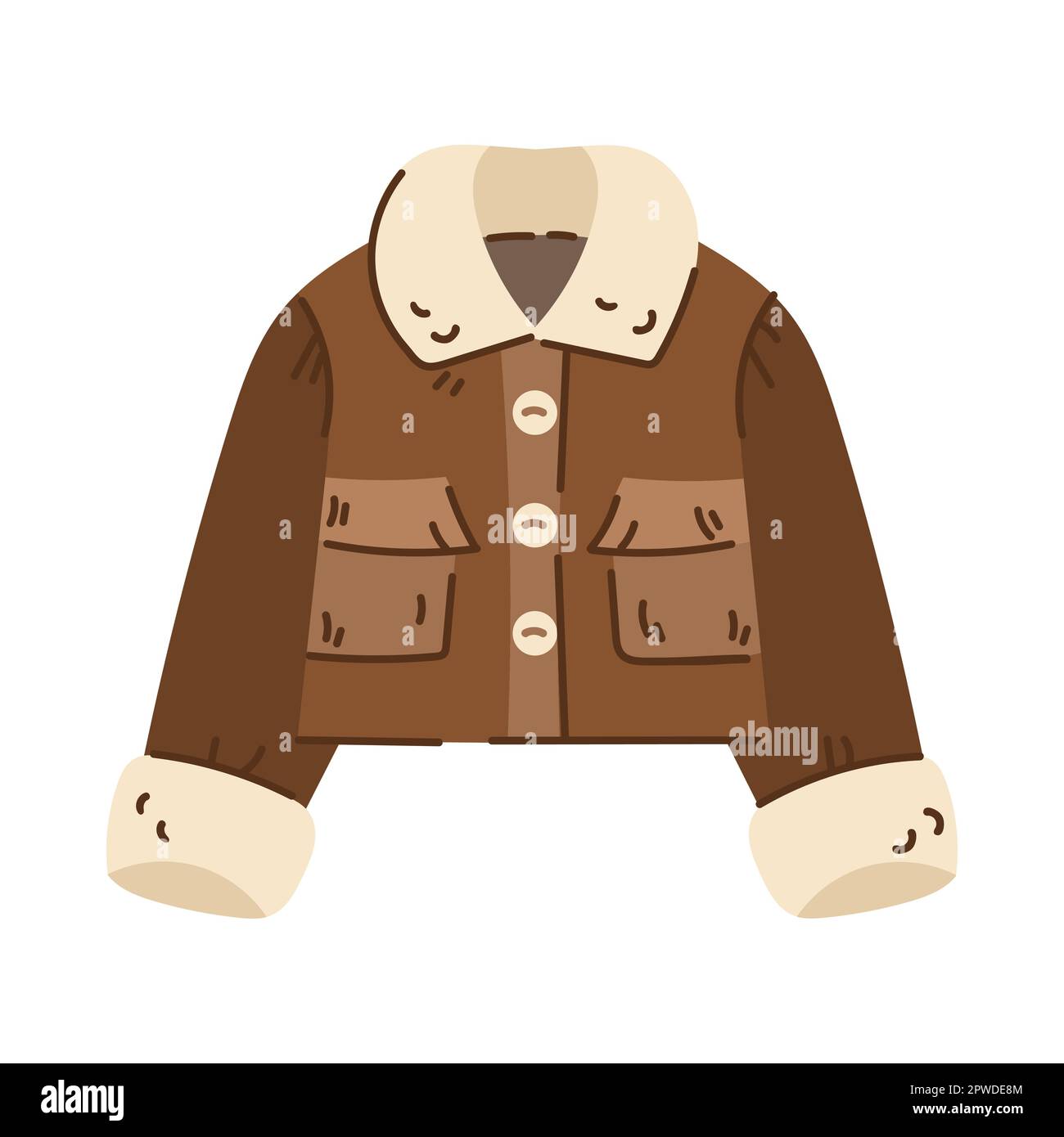 Brown kid jacket with fur cartoon illustration Stock Vector Image & Art