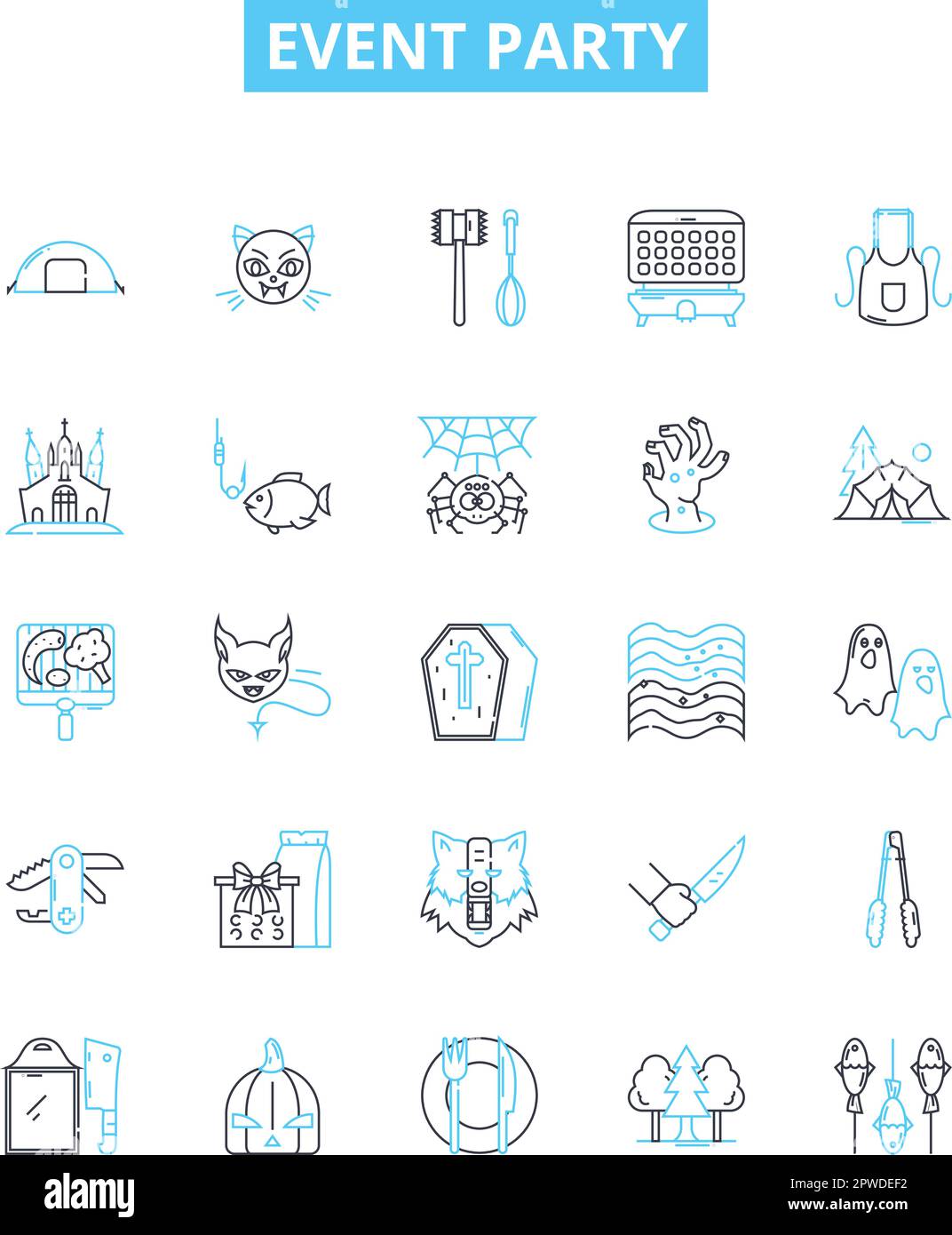 Event party vector line icons set. Celebration, Gala, Bash, Social ...